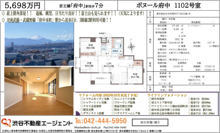 ボヌール府中1102号室