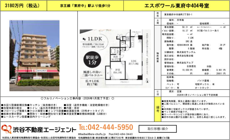 エスポワール東府中404号室
