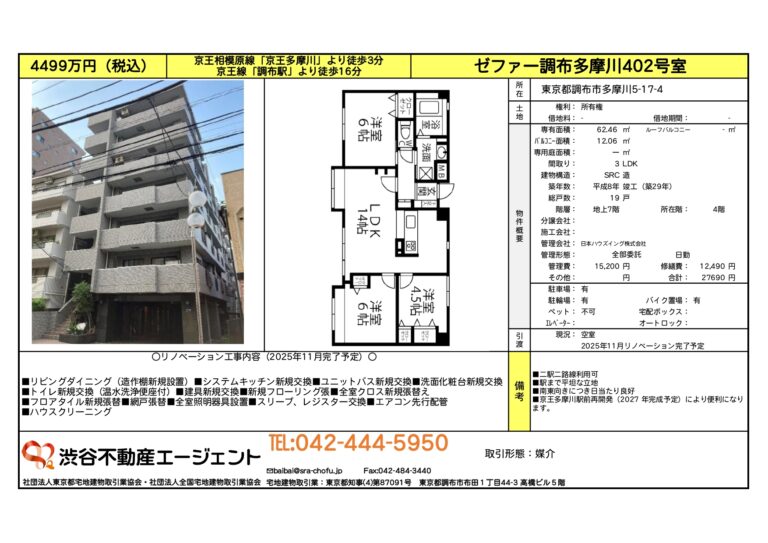 ゼファー調布多摩川402号室