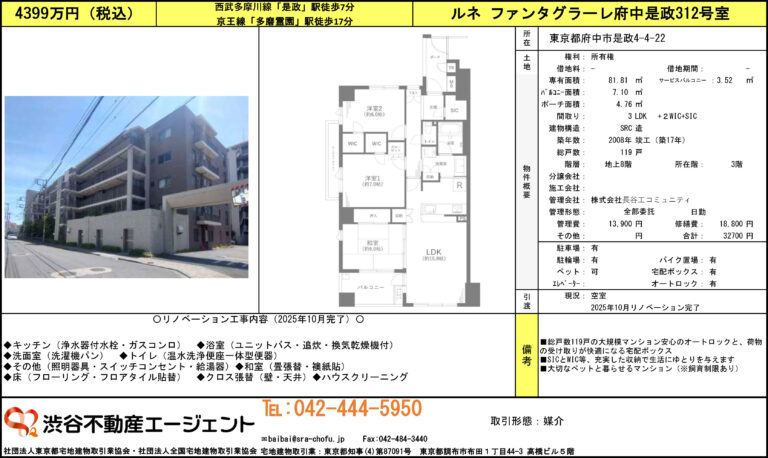ルネ ファンタグラーレ府中是政312号室