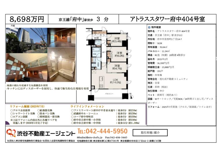 アトラスタワー府中404号室