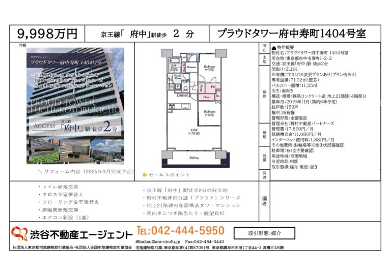 プラウドタワー府中寿町1404号室