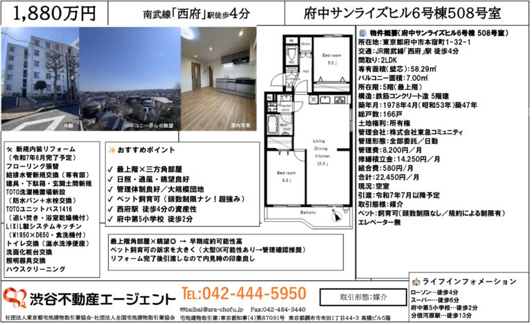 府中サンライズヒル６号棟508号室