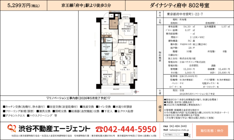 ダイナシティ府中 802号室