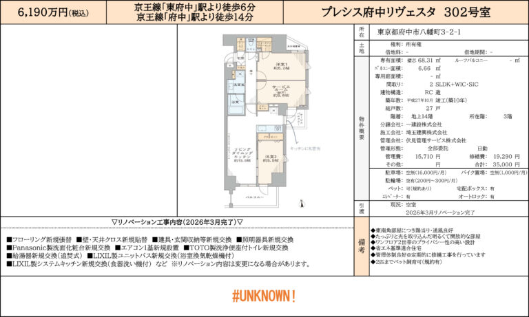 プレシス府中リヴェスタ 302号室