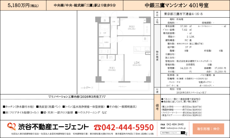 中銀三鷹マンシオン 401号室