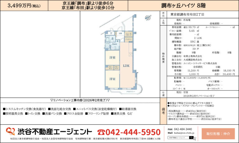 調布ヶ丘ハイツ 8階