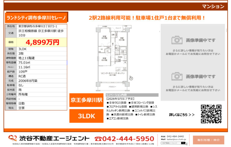 ランドシティ調布多摩川セレーノ 302号室